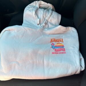 Light BlueHoodie with Colorful Print